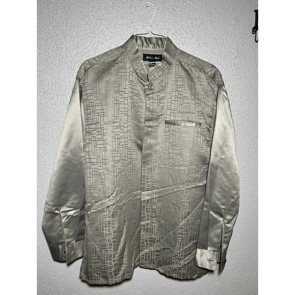 MILANO MODA MEN'S 2 PIECE Shirt And Pant LONG SLEEVE WALKING SUIT Size M-32x32